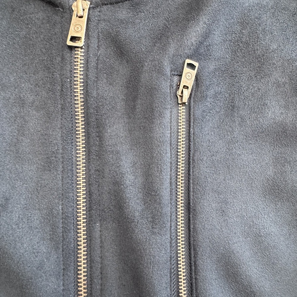 Ben Sherman Jacket faux Suede Bomber Lightweight Full Zip Navy Mens Large EUC - Picture 5 of 13